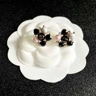 CHANEL Noir Blossom Cluster Stud Earrings