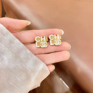 Chanel Vintage Letter Logo Stud Earrings