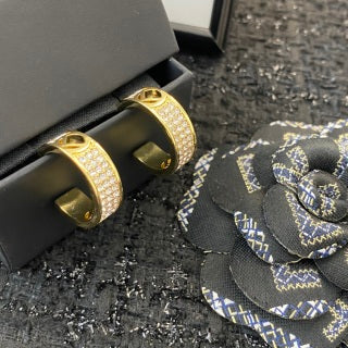 FENDI Crystal FF Hoop Stud Earrings