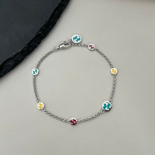 Gucci Multicolor Interlocking G Charm Chain Bracelet