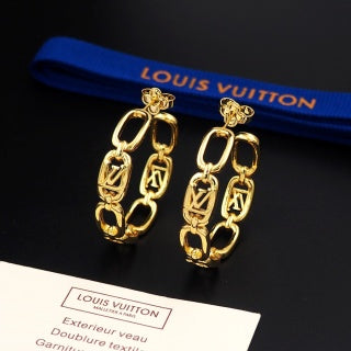 Louis Vuitton Chain Link Hoop Stud Earrings