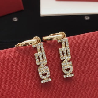 FENDI FF Logo Drop Hoop Earrings