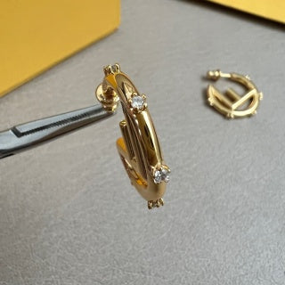 FENDI FF Mini Charm Hoop Stud Earrings