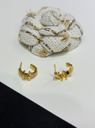 Chanel Gold Quilted Semi-Circular Earrings
