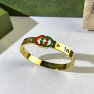 Gucci Interlocking G Web Stripe Duo Cuff Bracelet