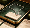 Gucci GG Crystal Link Silver Chain Necklace