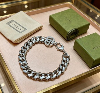 Gucci GG Crystal Link Chain Bracelet